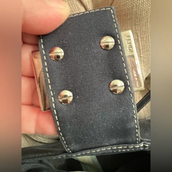 Fendi Navy Blue Fold-Over Baguette Bag - Picture 9 of 15